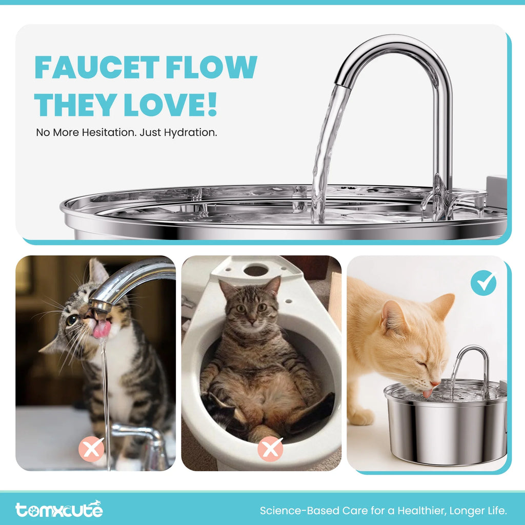 Cat Water Fountain, 108Oz/3.2L Stainless Steel Cat Water Fountain with Replacement 3 Filters, Automatic Pet Fountain Dispenser for Cats Dogs, Electric Cat Fountain with Ultra-Quiet Pump