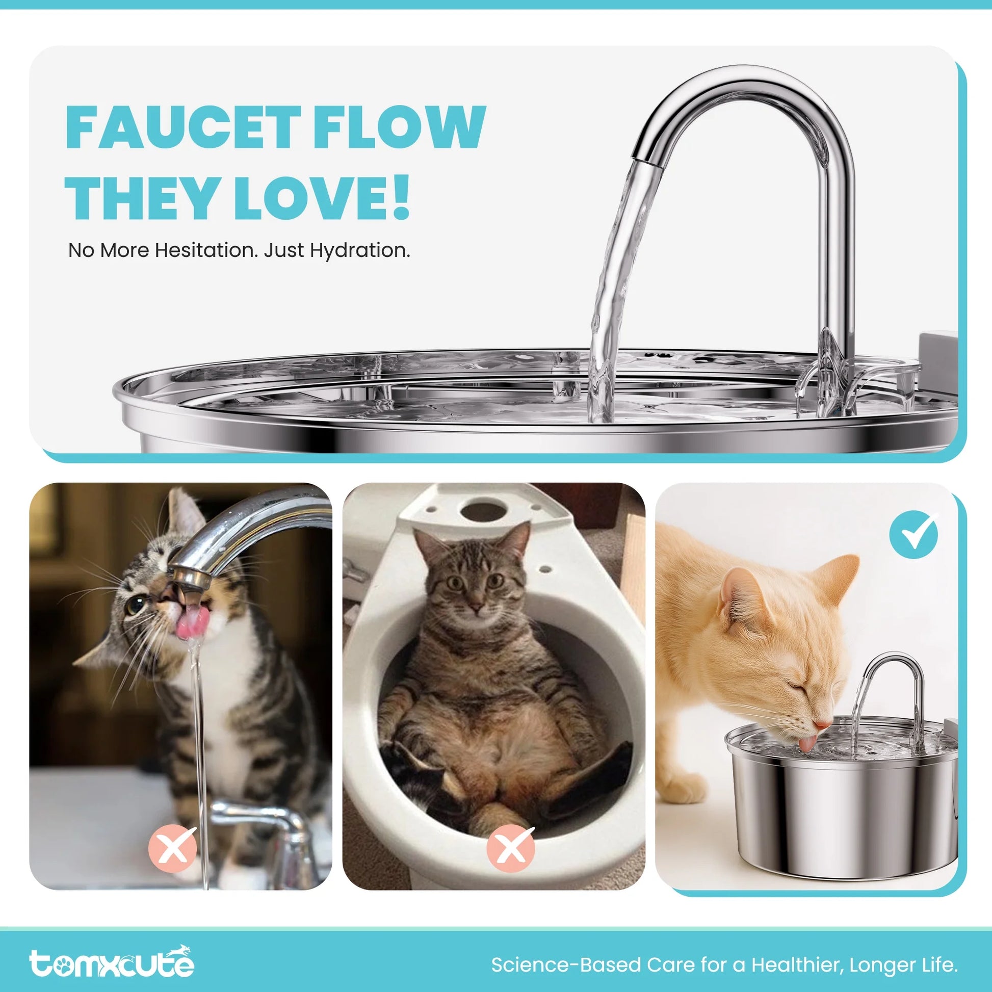 Cat Water Fountain, 108Oz/3.2L Stainless Steel Cat Water Fountain with Replacement 3 Filters, Automatic Pet Fountain Dispenser for Cats Dogs, Electric Cat Fountain with Ultra-Quiet Pump