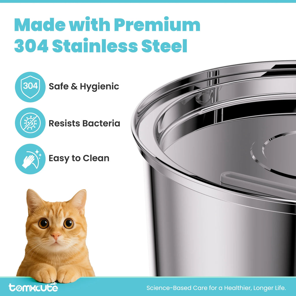Cat Water Fountain, 108Oz/3.2L Stainless Steel Cat Water Fountain with Replacement 3 Filters, Automatic Pet Fountain Dispenser for Cats Dogs, Electric Cat Fountain with Ultra-Quiet Pump